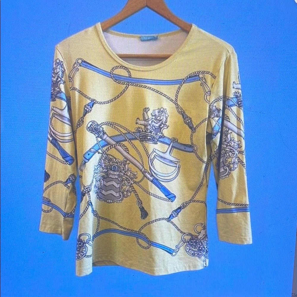 Designer Yellow and Blue Women's Top